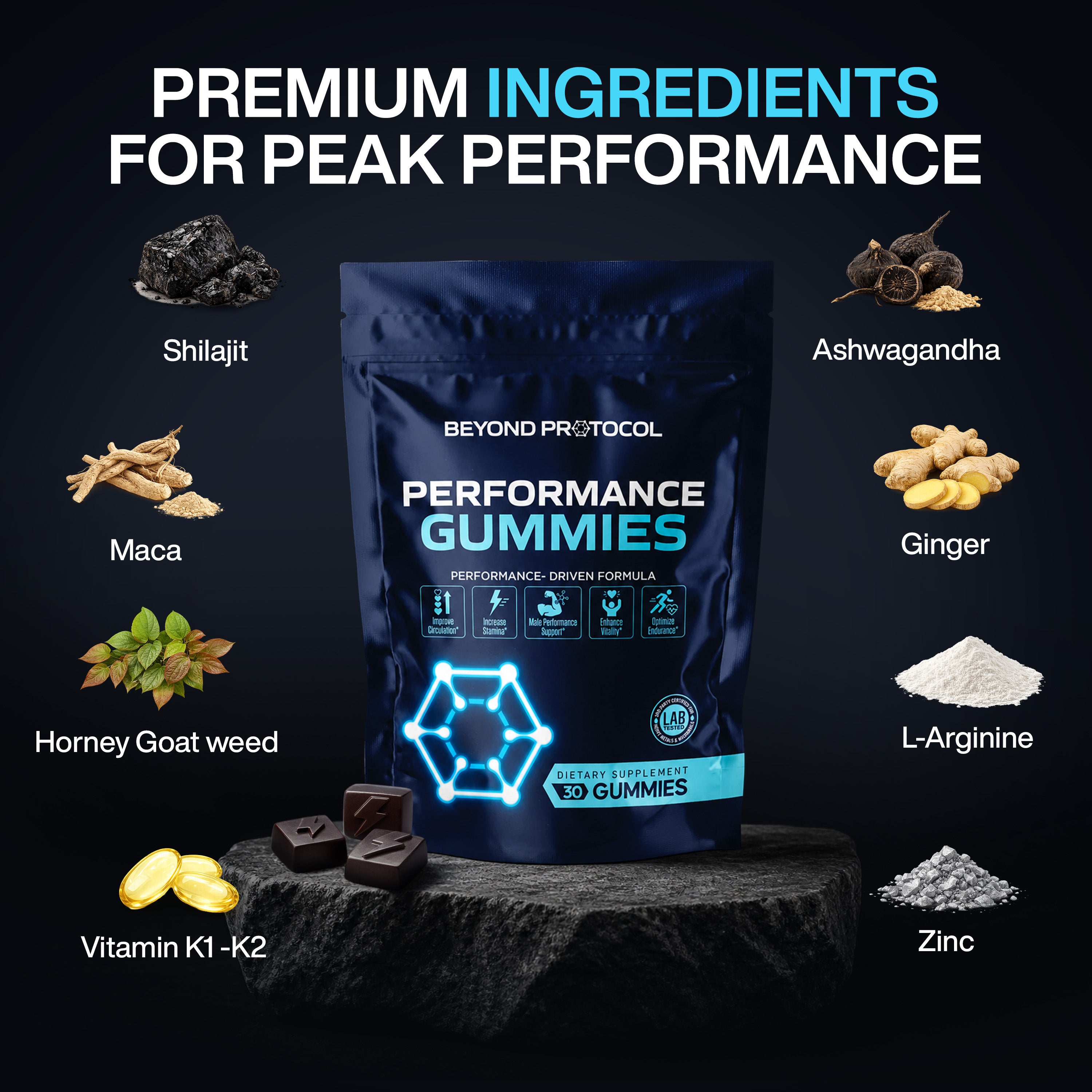 Performance Gummies. Men's 8-in-1 Formula.